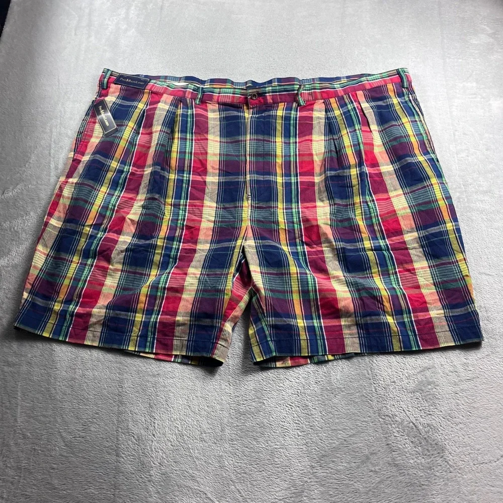 Polo Ralph Lauren Mens Big & Tall 56 Madras Plaid Pleated Shorts Multi 5838544